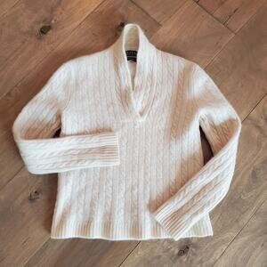Kid's Unisex RALPH LAUREN sz L (10/12) 100% Cashmere Sweater Cream Shawl Collar